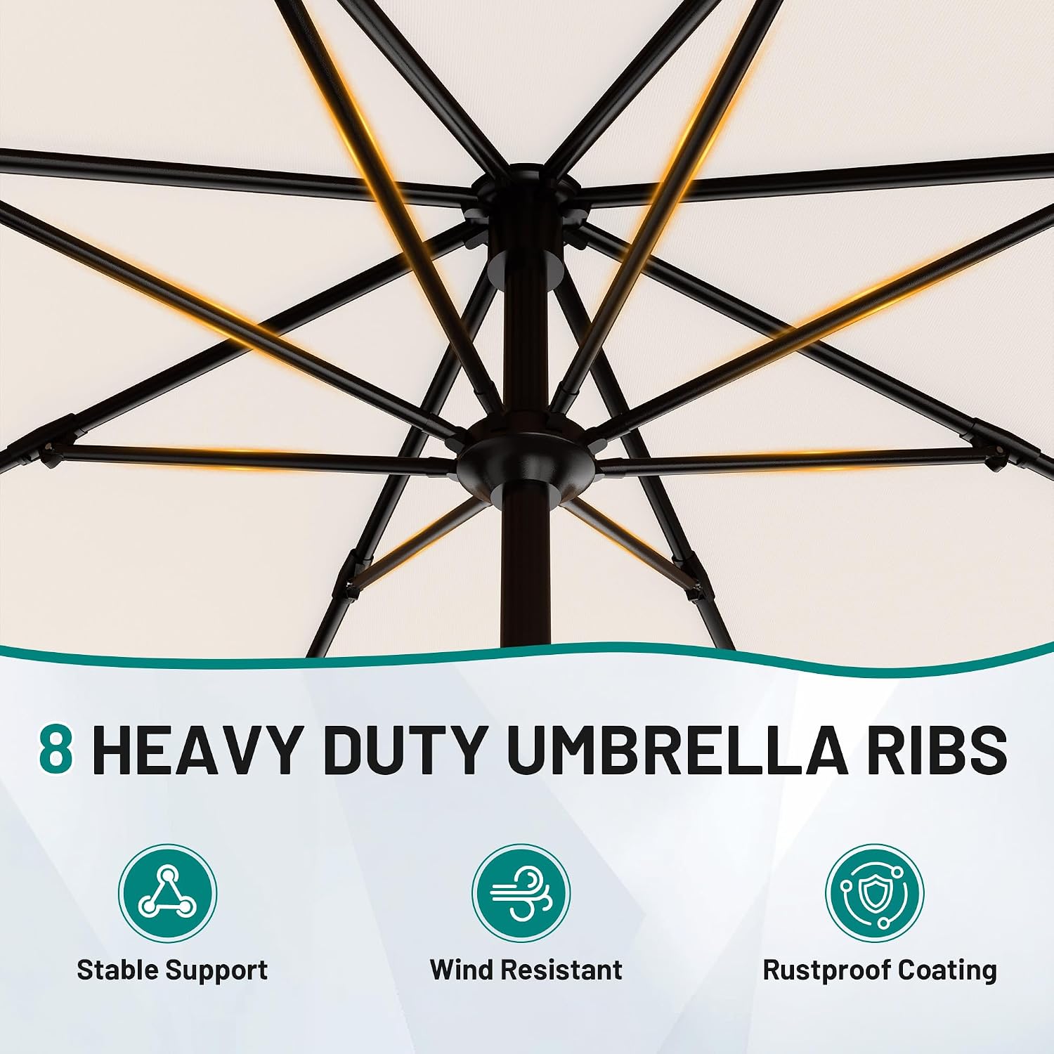 AUCT 17696 - $51 9 FT Patio Umbrella for Outdoor, Outdoor Table Umbrella with Push Button Tilt and Cran - Image 2