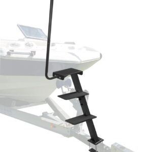 AUCT 18538 - $110 Boat Trailer Step, 3 Steps Ladder for Trailer Tongue with Handrail | Heavy Duty Steel