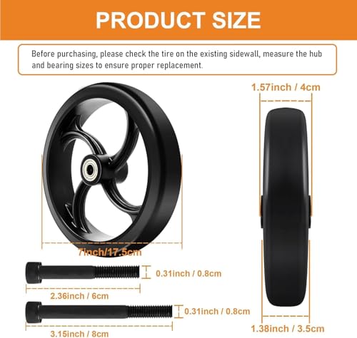 AUCT 19118 - 2-Pack 7 Inch Walker Wheels Replacement for Wheelchair & Drive Rollator - Image 2