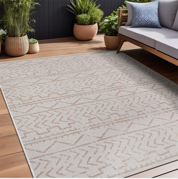 AUCT 18937rr - Beverly Rug Beige Trellis Indoor Outdoor Area Rug - 5x7 - Image 2