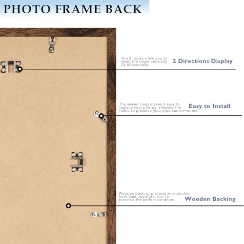 AUCT 18802 - Wood 20x28 Picture Frame with 16x24 Mat, Display 16x24 with Mat or 20x28 Without Mat, Wood - Image 4
