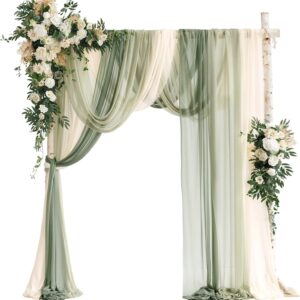 AUCT 18552 - $220 Ling's moment Wedding Arch Flowers, Arbor Decor, 5-Piece Set | Sheer Drapes Kit, Arti