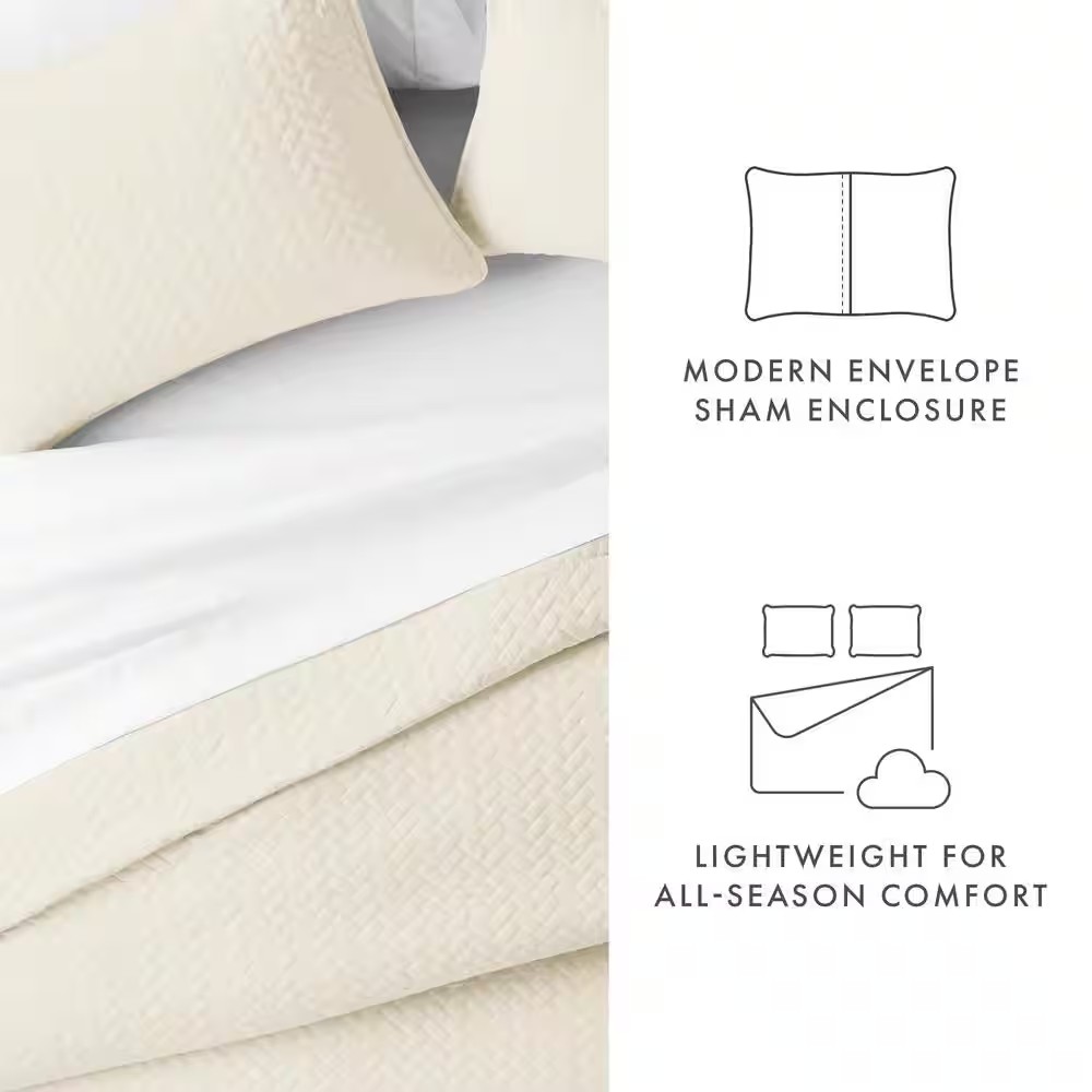 AUCT 18916 - Herring Ivory Microfiber Twin Performance Quilted Coverlet Set - Image 4