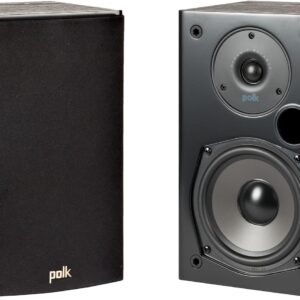AUCT 18410 - $149 Polk Audio T15 100 Watt Home Theater Bookshelf Speakers, Black, 1 Pair