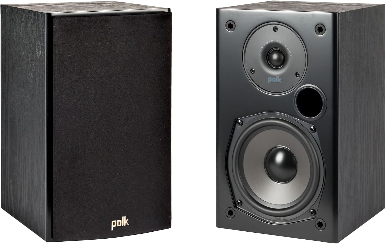 AUCT 18410 - $149 Polk Audio T15 100 Watt Home Theater Bookshelf Speakers, Black, 1 Pair