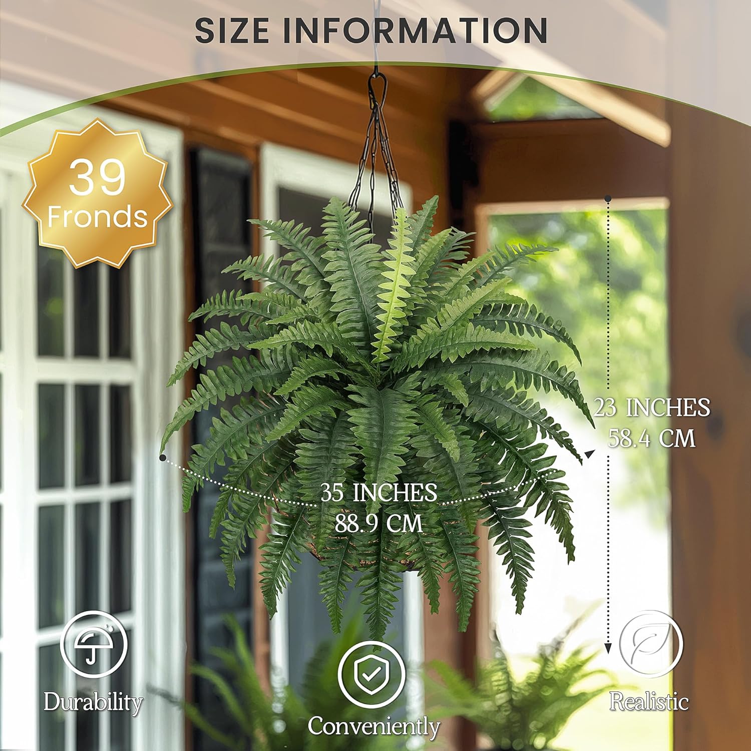 AUCT 18581 - $53 FOREST PRINCE 35" Fake Ferns Artificial Boston Ferns for Outdoors 4-Pack | UV-Resistan - Image 2