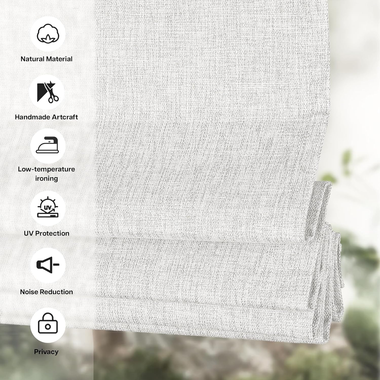 AUCT 19412 - LazBlinds No Drill Cordless Roman Shades, 29' W x 64' H, Off White - Image 4