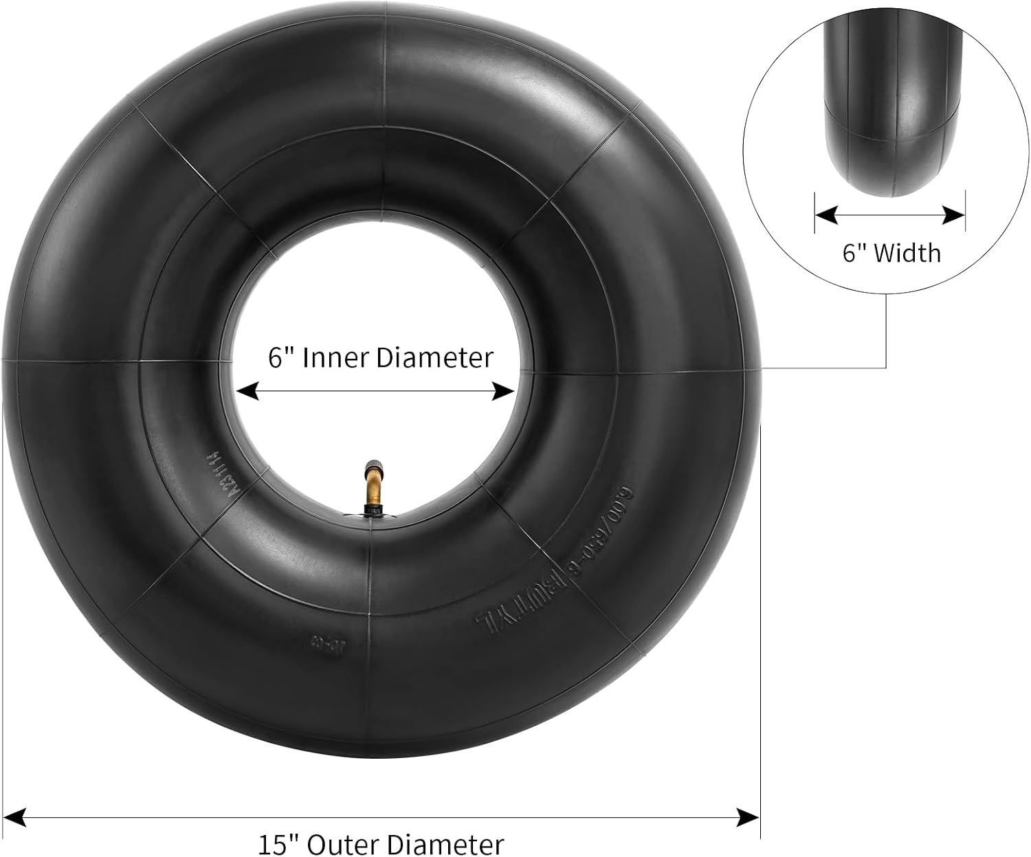 AUCT 18369 - Heavy Duty 15x6.00-6 Butyl Inner Tubes with TR-87 Bent Valve Stem, Premium Replacement 6.0 - Image 3