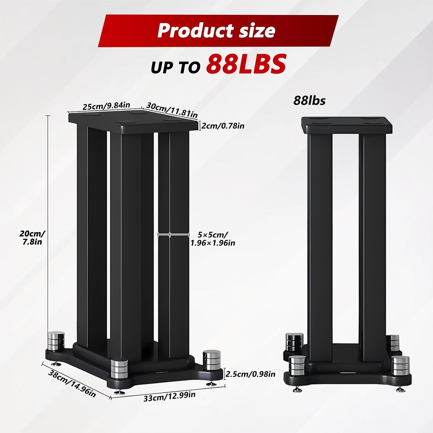 AUCT 18567 - $289 Universal Wooden Speaker Stands Pair, Heavy Duty Floor Standing Speaker Mount, Booksh - Image 2