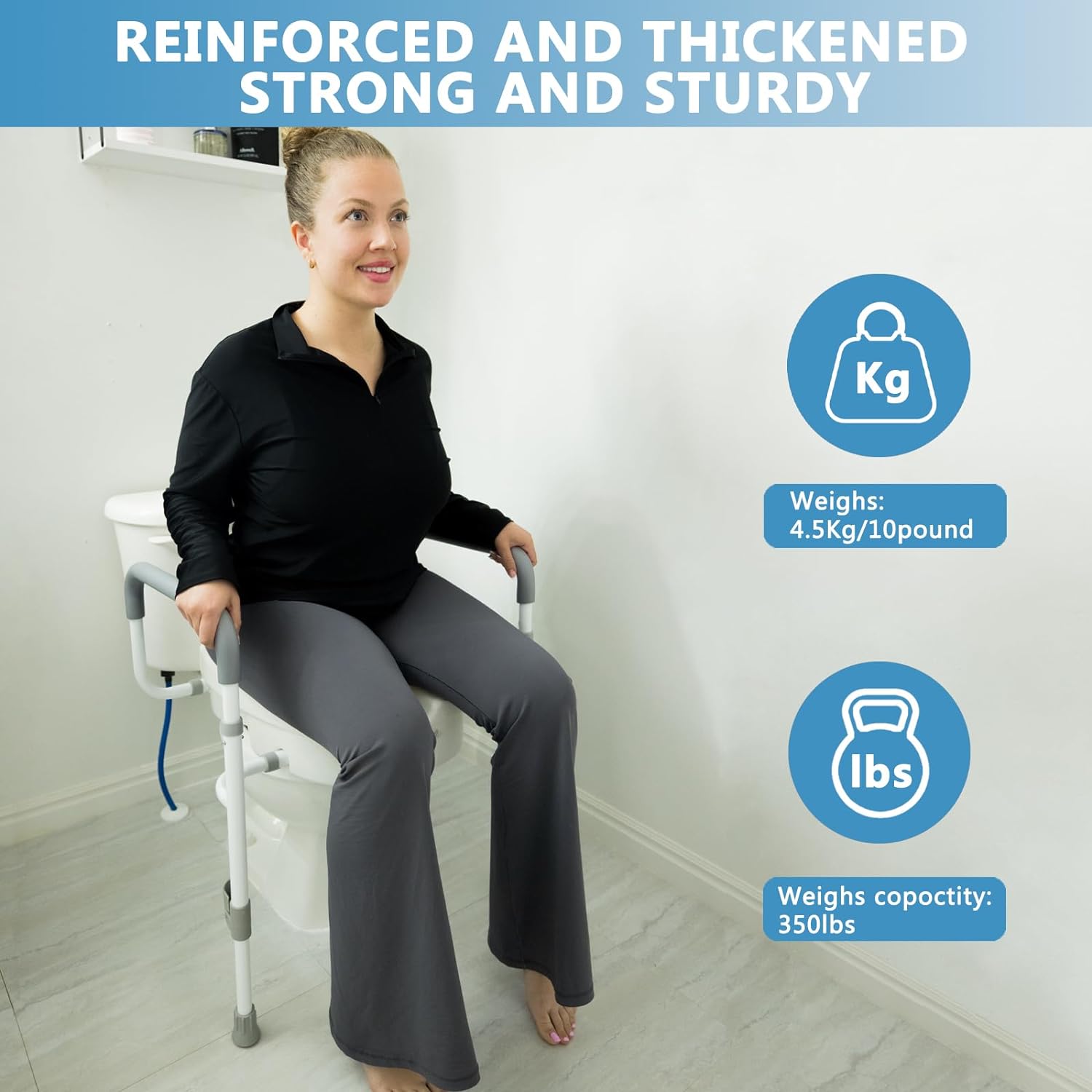 AUCT 18376 - $90 Raised Toilet Seat with Handles for Seniors, 5-inch Rise | Toilet Seat Risers for Seni - Image 2