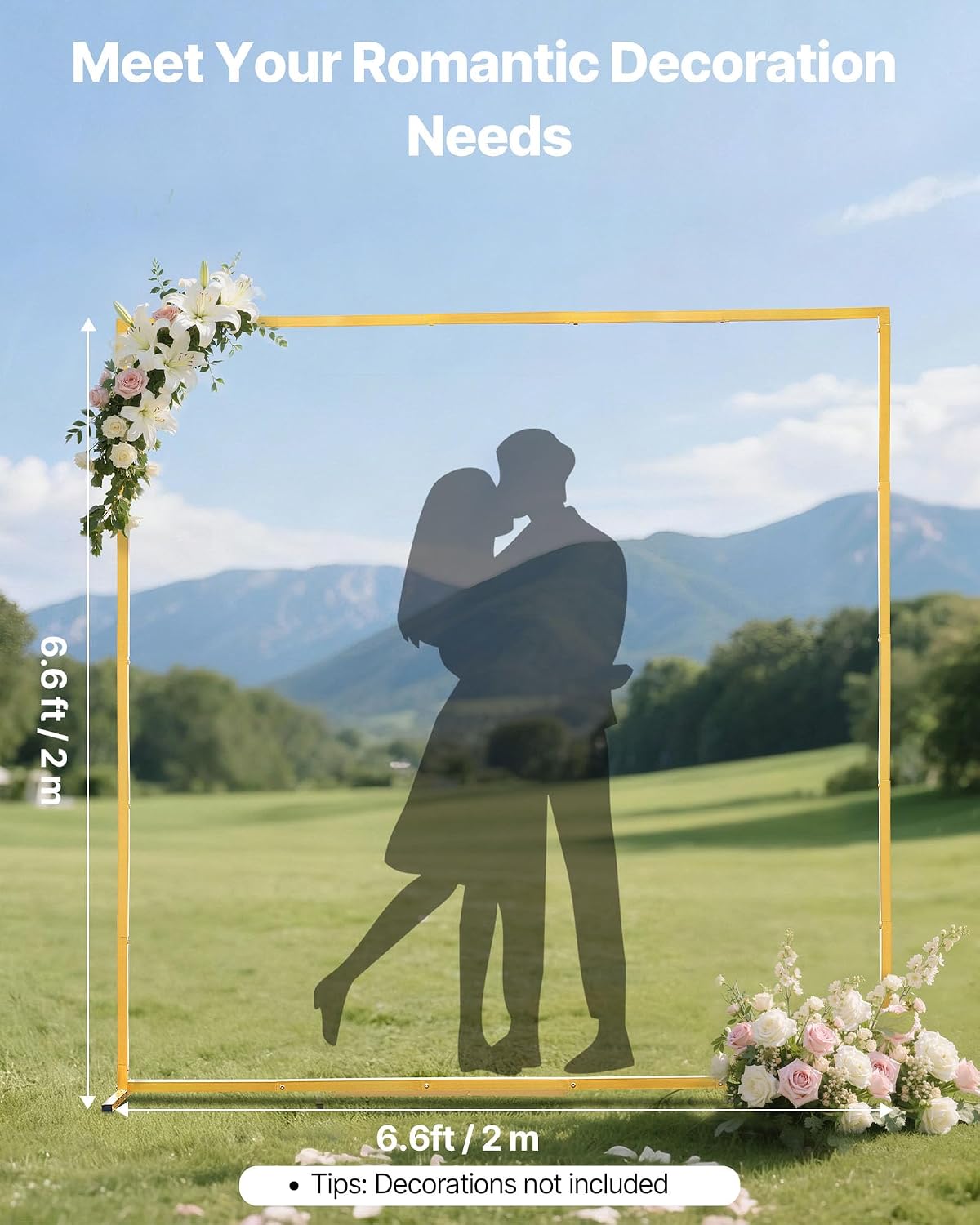 AUCT 18421 - VEVOR Arch Backdrop Stand, 6.6 x 6.6 ft, Stable Structure, Easy Assembly, Square Gold Meta - Image 2