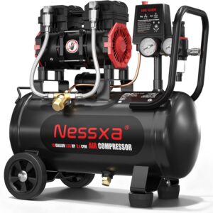 AUCT 18490 - $200 10 Gallon Ultra Quiet Air Compressor, Oil-Free Air Compressor Tank with Two Quick Cou