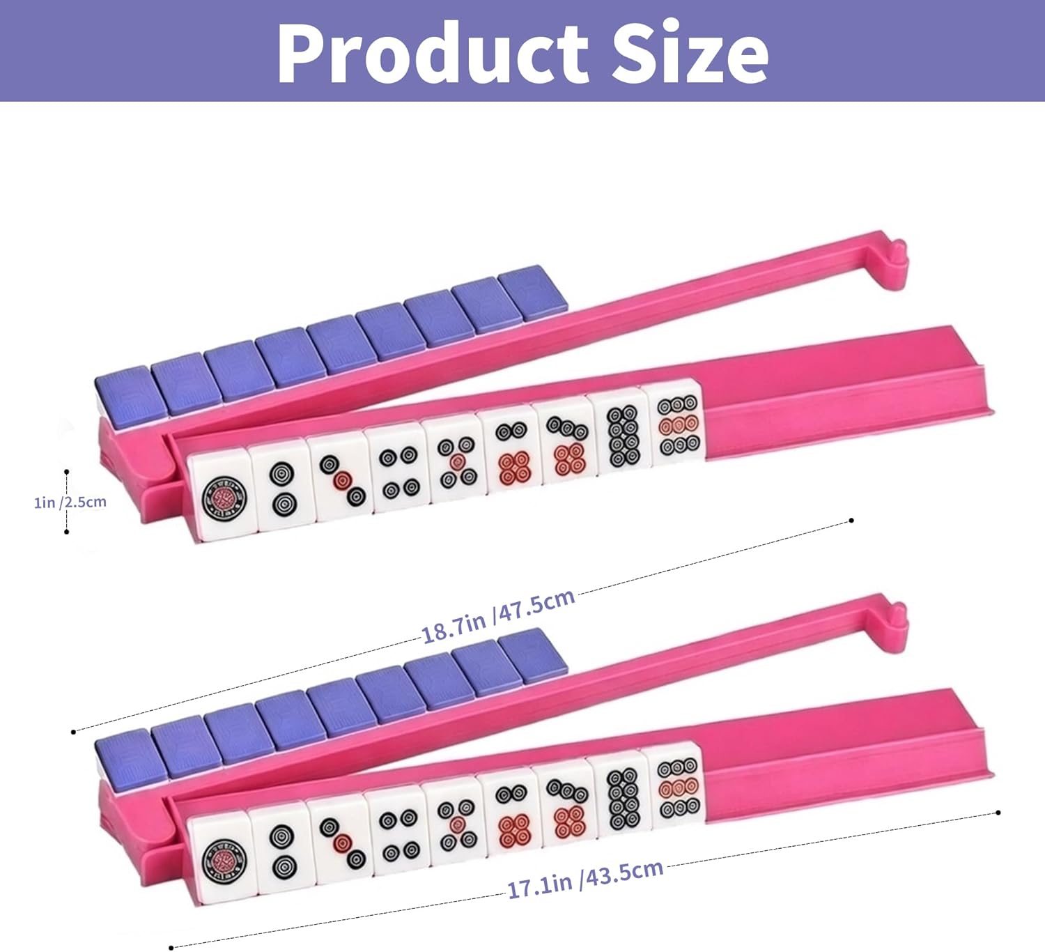 AUCT 18300 - Mahjong Rack with Pushers, 4-Piece Premium Acrylic Mahjong Racks with Built-in Pushers & R - Image 2