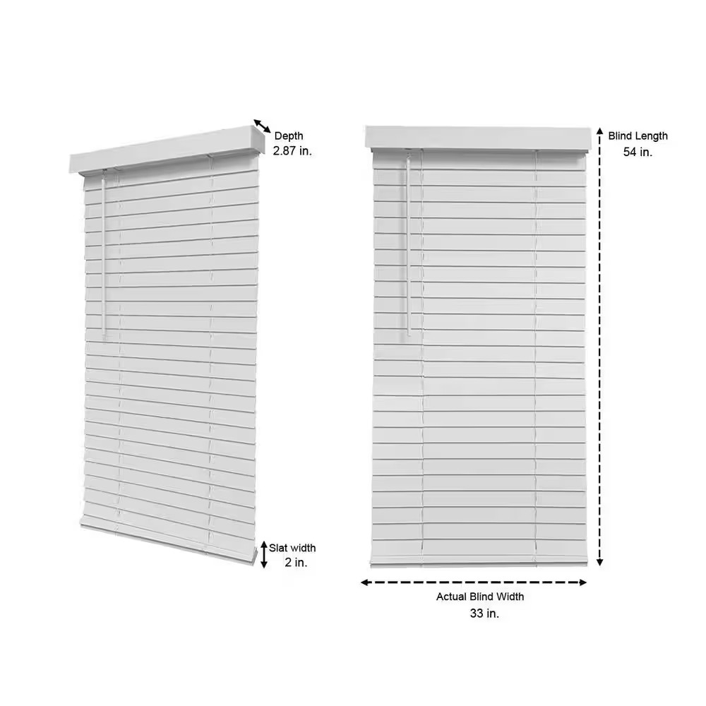 AUCT 18496 - $378 9 units - White Cordless Faux Wood Blinds for Windows with 2 in. Slats - 33.5 in. W x - Image 2