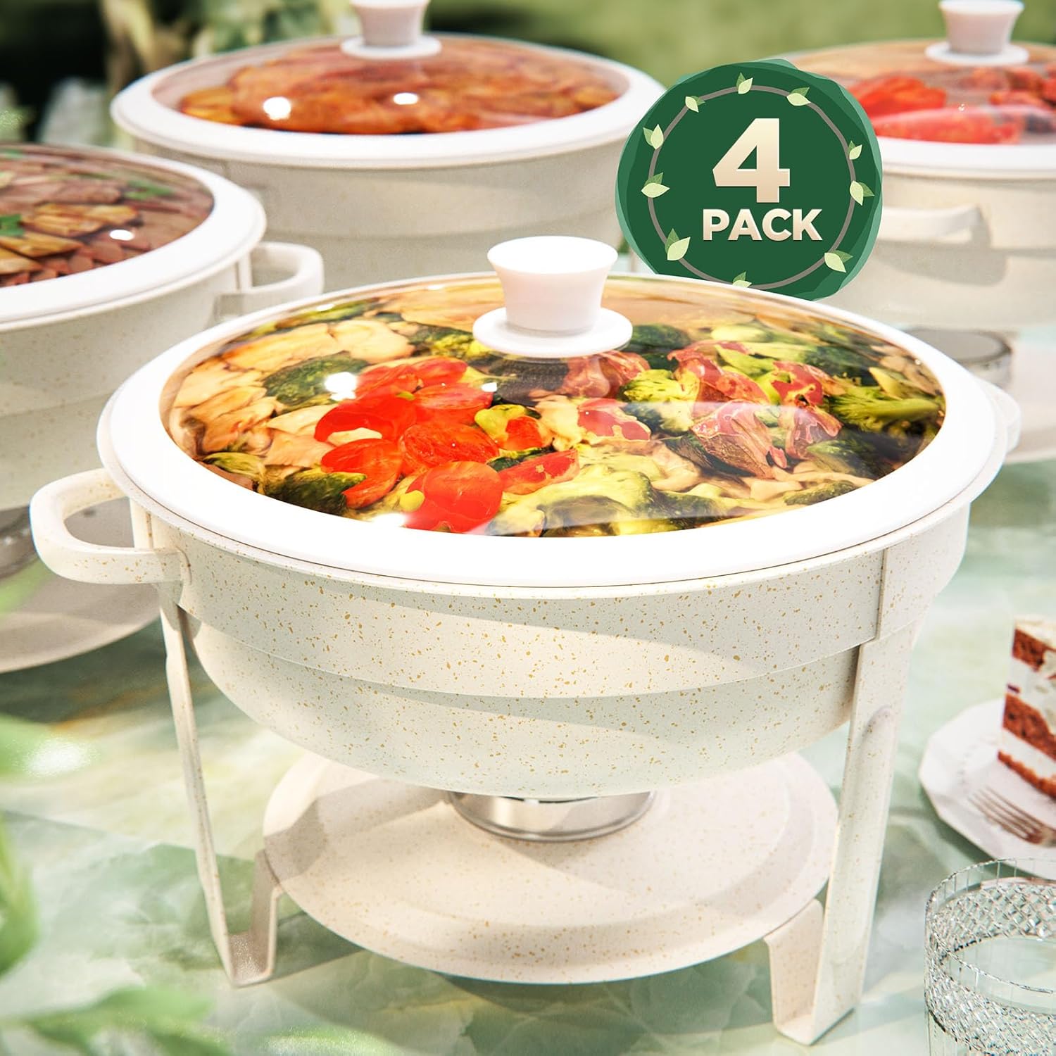 AUCT 18685 - $190 Chafing Dishes for Buffet 4PACK, Game Changer Maifanite-Coated Chafing Dish Buffet Se
