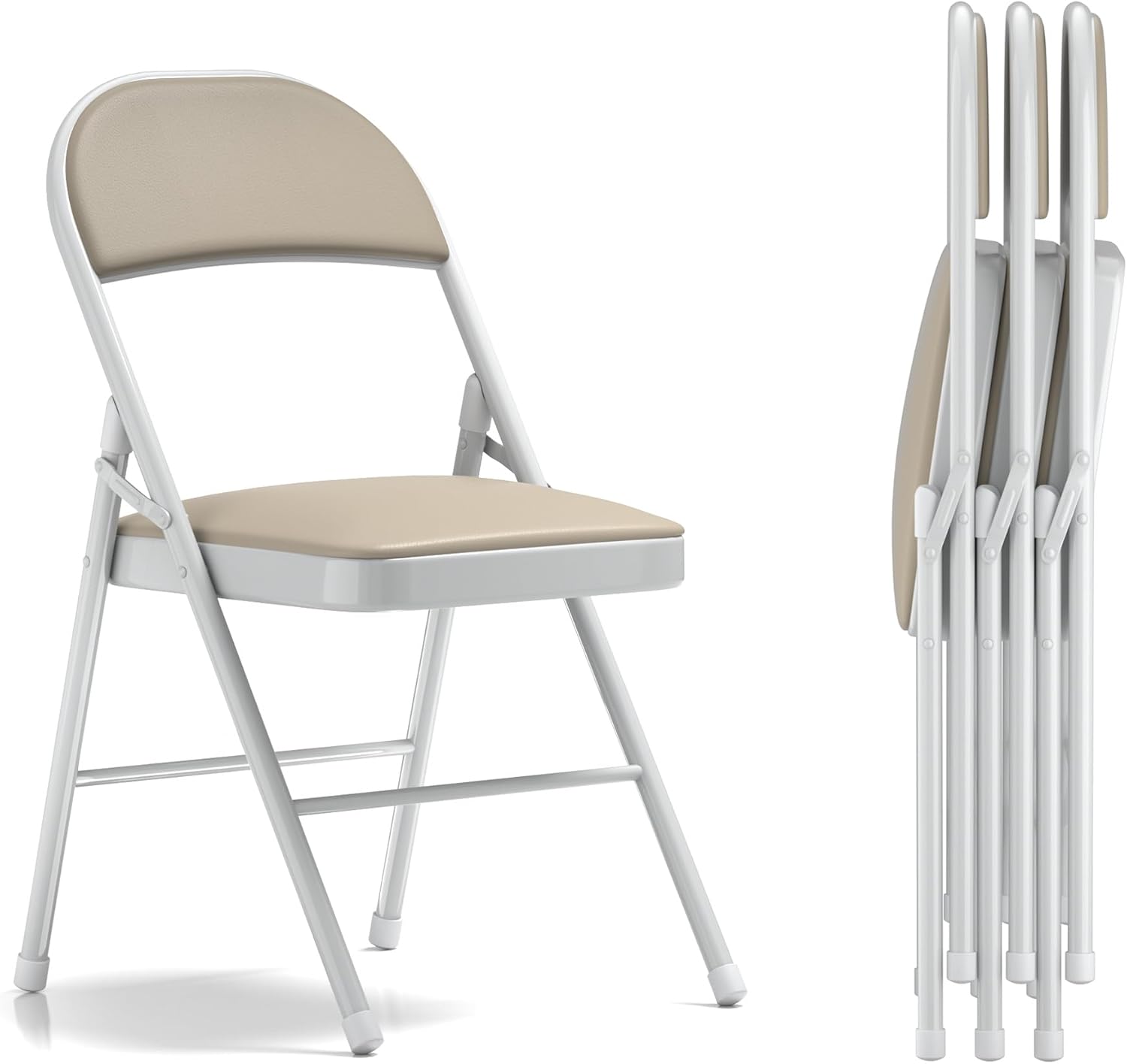 AUCT 18460 - $62 VECELO 4-Pack Folding Chairs Portable Metal with Ultra Soft PU Padded Cushion Seats fo