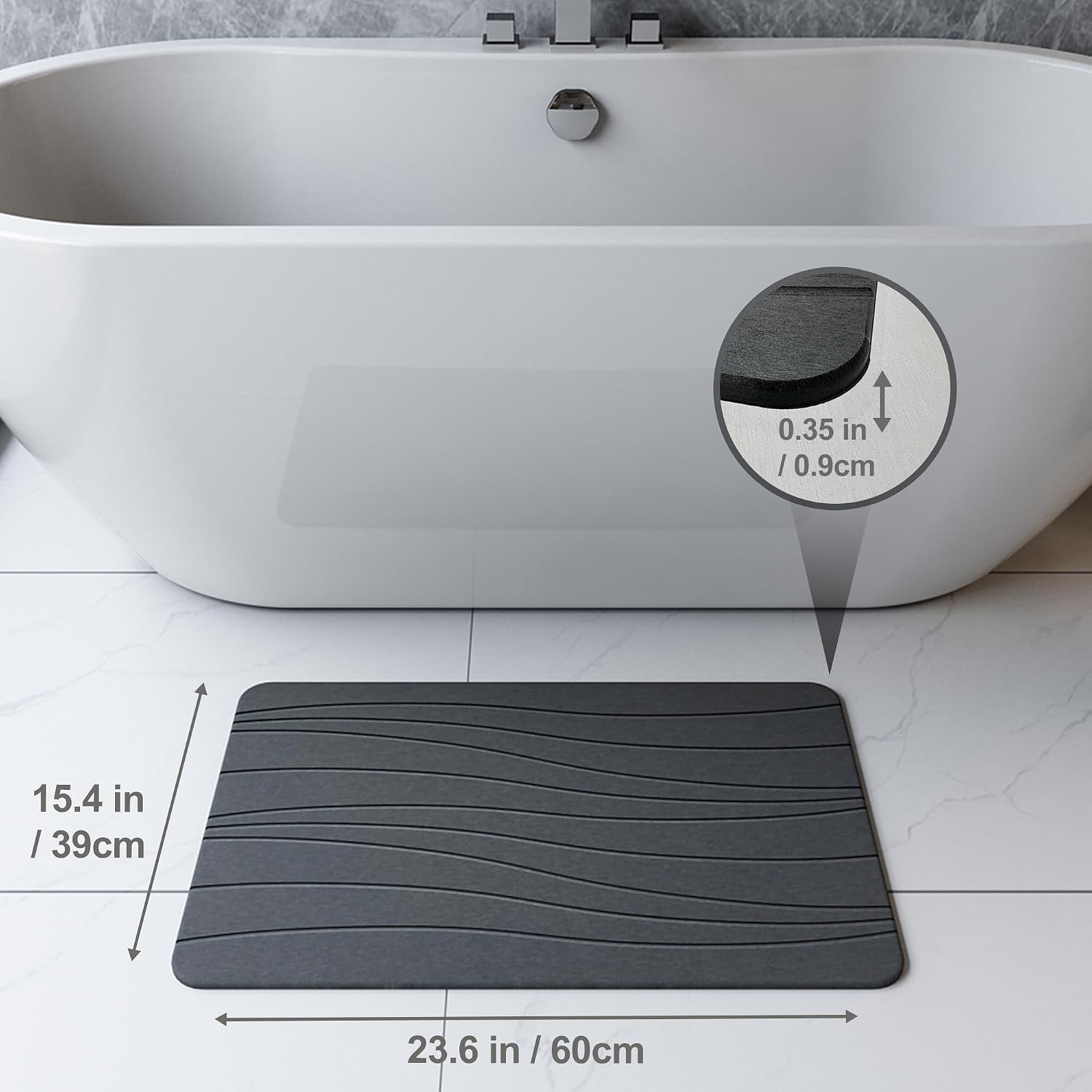 AUCT 18412 - Fast Drying Stone Bath Mats for Bathroom, Non-Slip Diatomaceous Earth Bath Mat, Super Abso - Image 2