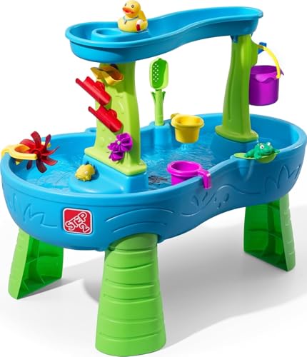AUCT 18963 - $90 Step2 Rain Showers Splash Pond Toddler Water Table, Outdoor Kids Water Sensory Table,