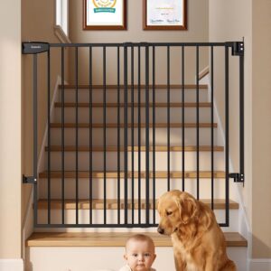 AUCT 19207 - $76 Babelio Extra Wide No Bottom Bar Baby/Dog Gate, 28" H, 29.7-46.5" W, Black