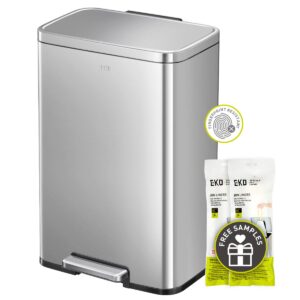 AUCT 18518 - $90 EKO Madison Matte Stainless 50 Liter/13.2 Gallon Step Trash Can w/Inner Liner - Finger