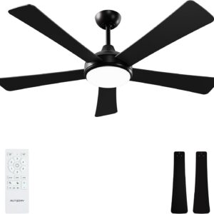 AUCT 17758 - $103 52 Inch Ceiling Fans with Lights and Remote - Black Ceiling Fan with Light, Quiet Rev