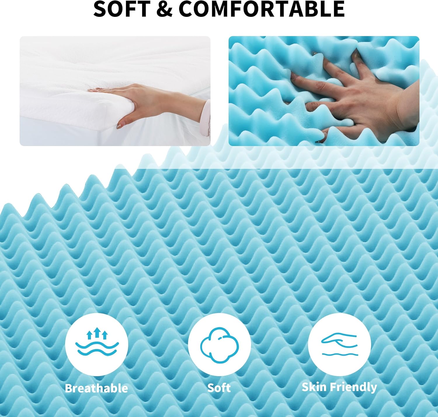 AUCT 19468 - $180 HOMBYS 6 Inches Thickness Mattress Topper King Size, Dual Layer Design Soft Pillow To - Image 4