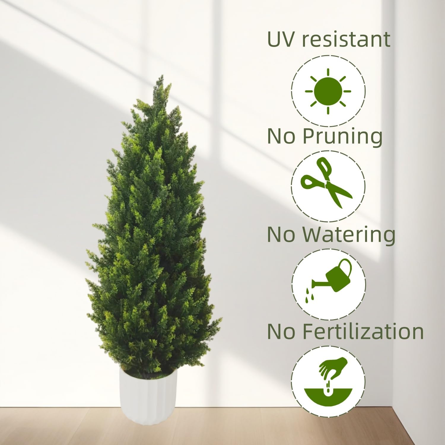 AUCT 19190 - $62 Artificial Cedar Topiary Tree with Potted 3FT, Set of 2 Outdoor Faux Plants UV Resista - Image 3