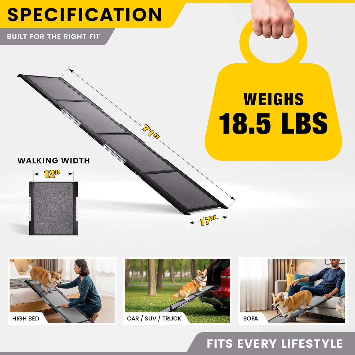 AUCT 18987 - $91 Dog Ramp for Car - 71" L x 17" W Portable Dog Ramp for Car - Image 2