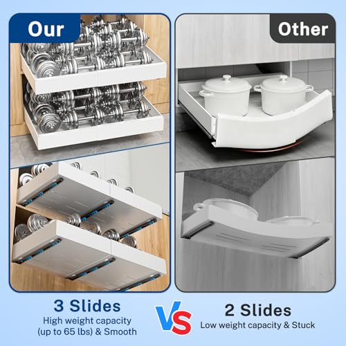 AUCT 18961 - 2 Pack Pull Out Cabinet Organizer Expandable Width(12.2"-20.47") & 21"Deep, Insputer No Dr - Image 3