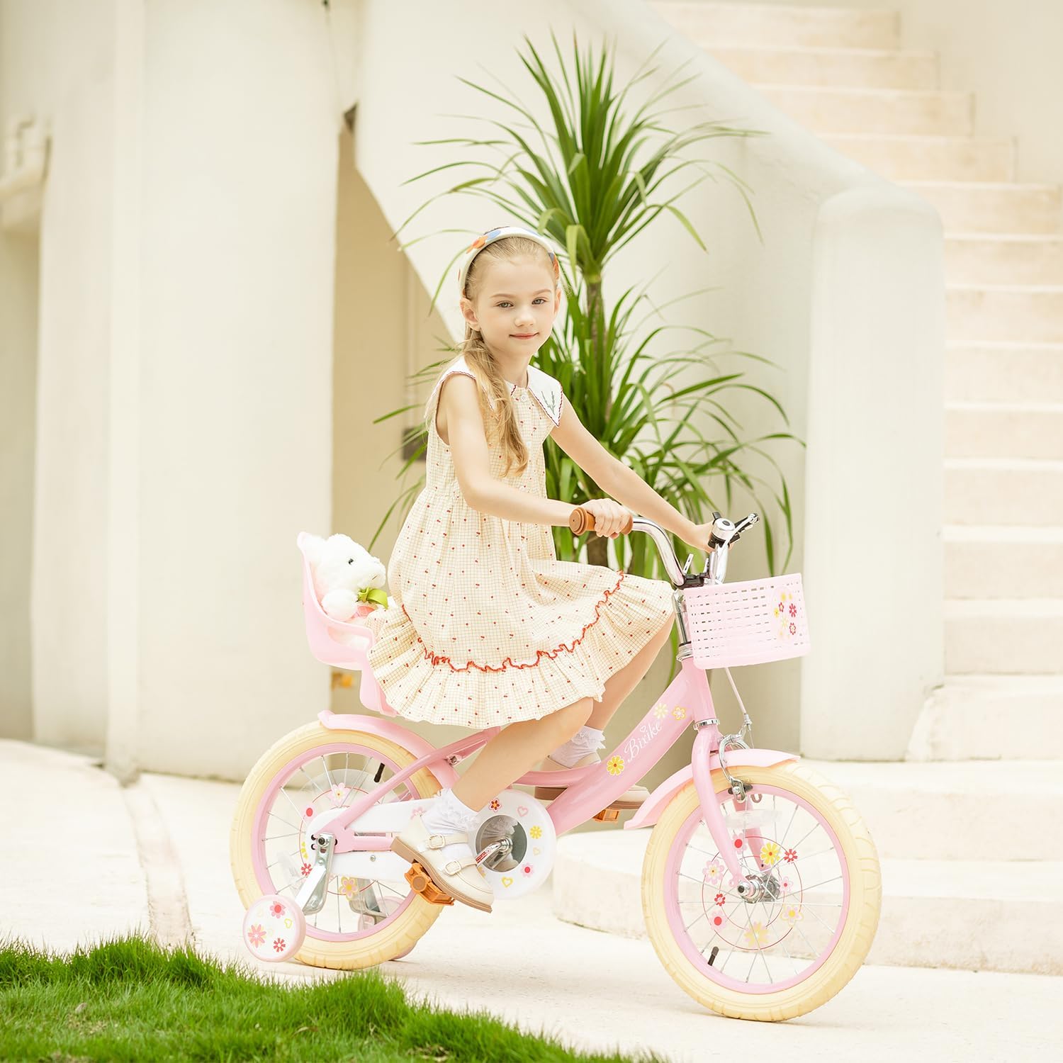 AUCT 19595 - $128 Bixike Girls Bike with Basket for Toddlers and Kids Aged 3-14 Years Old, 12 14 16 18 - Image 4