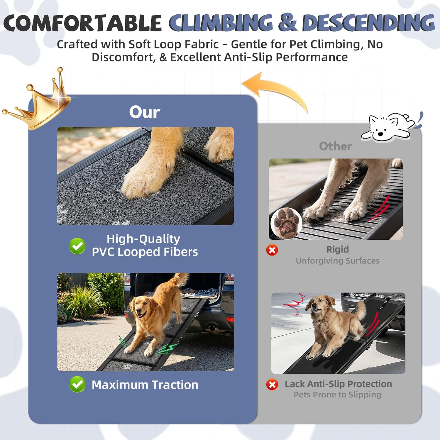 AUCT 18971 - $73 Dog Ramp for Car 63" Long & 17" Wide Portable Ramps for Large Dogs Non Slip Rug Surfac - Image 4