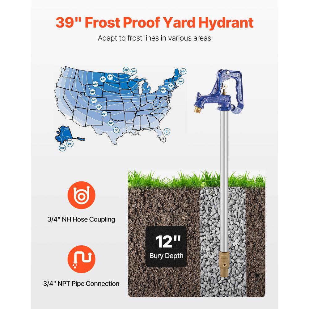 AUCT 17638 - $67 Frost Proof Yard Hydrant, 3.25 ft. Freeze-Proof Outdoor Faucet with 12 in. Cast Iron 3 - Image 2