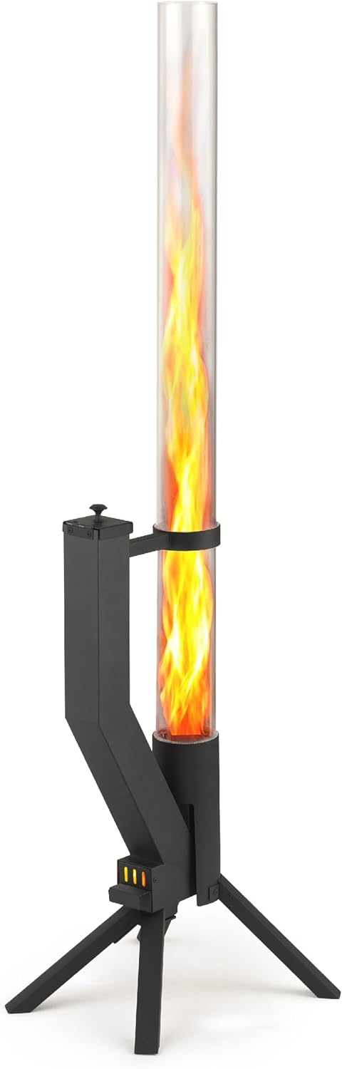 AUCT 17997 - $170 Wood Pellet Patio Heater & Pellet Fire Pit, Stainless Steel, 51in, Black | Outdoor wo