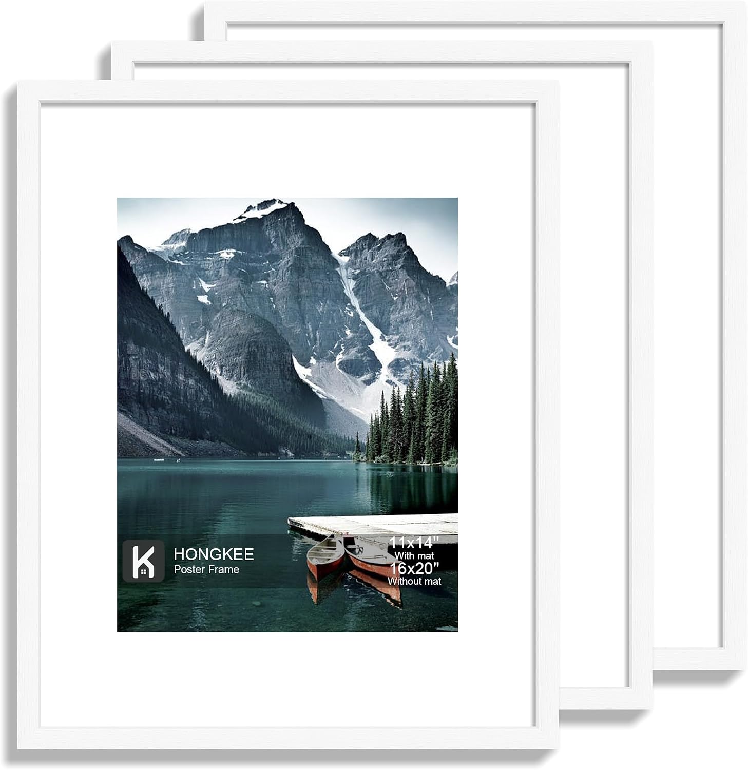 AUCT 18406 - Hongkee 16x20 Frames Set of 3 - Display 11x14 Photo with Mat or 16 x 20 Poster without Mat