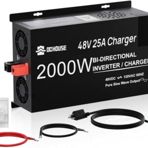 AUCT 19357 - $216 DC HOUSE 2000W Pure Sine Wave Inverter, 48V 25A Lithium Battery Charger