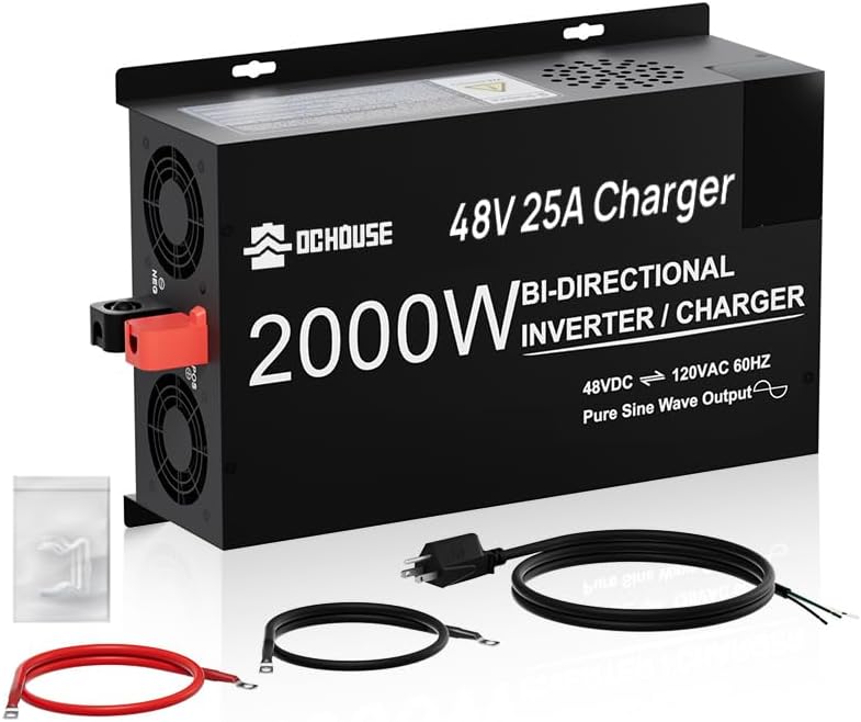 AUCT 19357 - $216 DC HOUSE 2000W Pure Sine Wave Inverter, 48V 25A Lithium Battery Charger