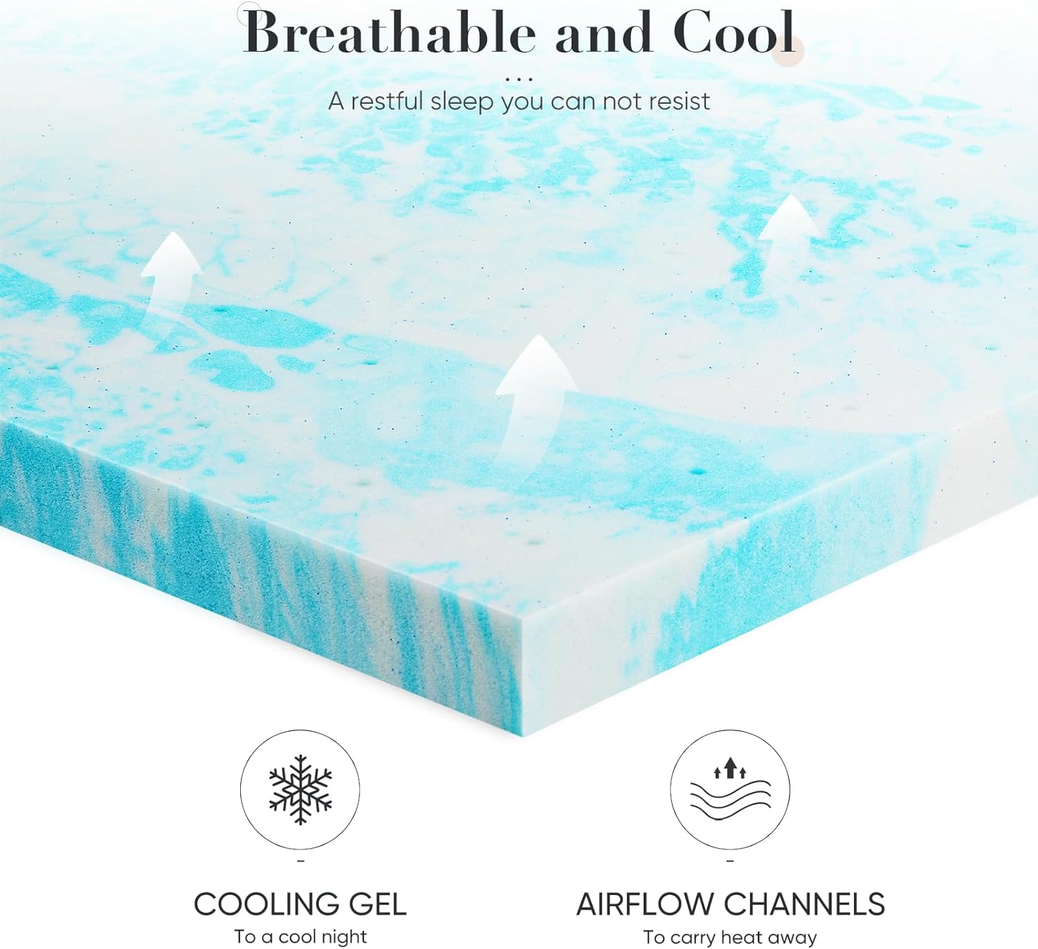 AUCT 19856 - DUMOS Mattress Toppers Memory Foam King Size, 3 Inch Thick Bed Topper Pad Cooling Gel Infu - Image 2