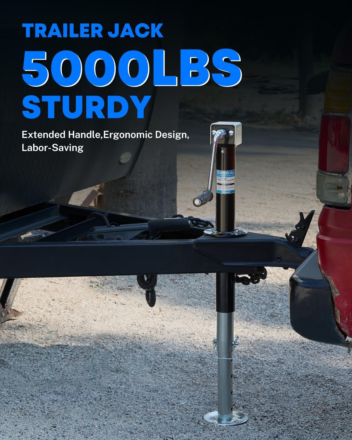 AUCT 19263 - $80 Kohree 5000 lbs Trailer Jack, 20-24V Electric Drill Operated Fast Lifting - Image 2