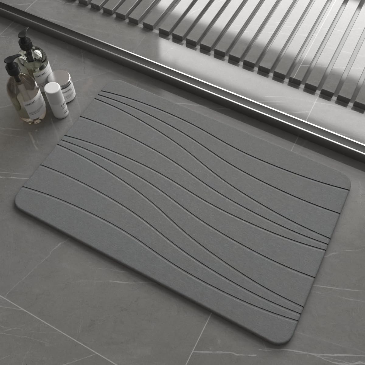 AUCT 18412 - Fast Drying Stone Bath Mats for Bathroom, Non-Slip Diatomaceous Earth Bath Mat, Super Abso