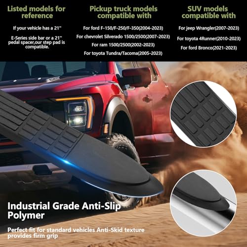 AUCT 18955 - Nerf Bar Replacement Pads for 3" Round Tubes with 5 Holes, 21" x 3", Durable Non-Slip Repl - Image 3