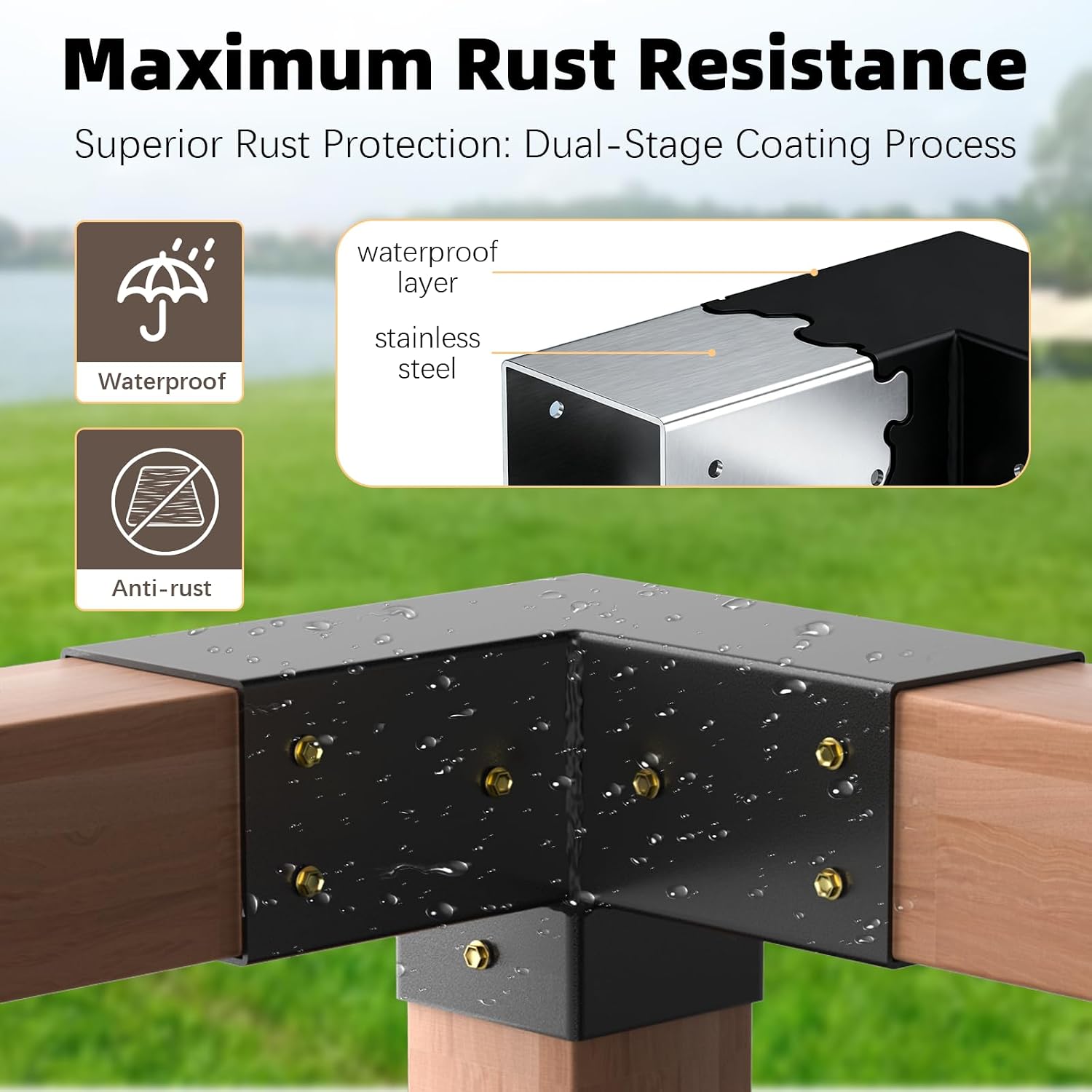 AUCT 18712 - $52 Pergola Brackets, Heavy Duty 3-Way Pergola Kit for 4"x 4" (Actual 3.5" X 3.5") Lumber, - Image 4