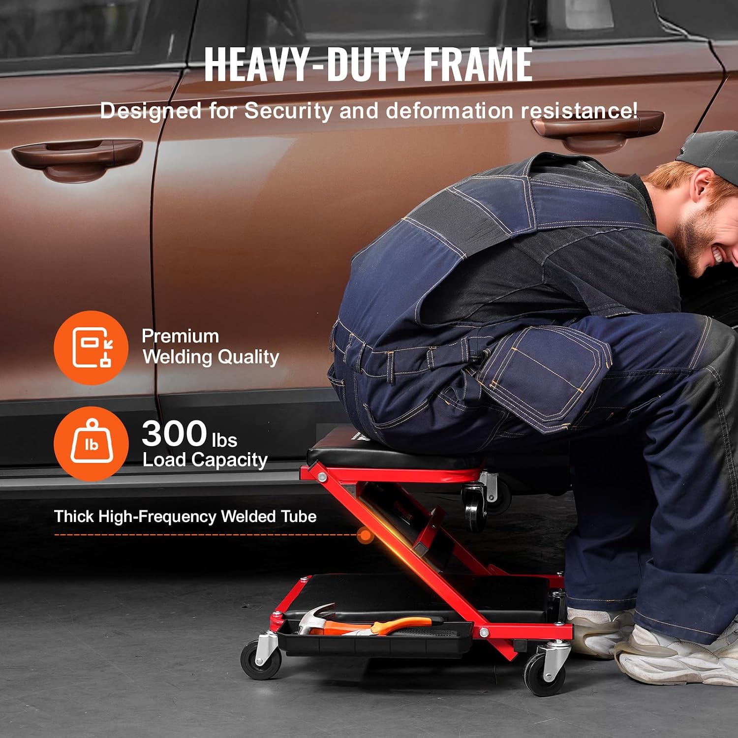 AUCT 18351 - VEVOR Foldable Z Garage Creeper, 36 in, 300 lbs Load Capacity Rolling Folding Mechanic Cre - Image 3
