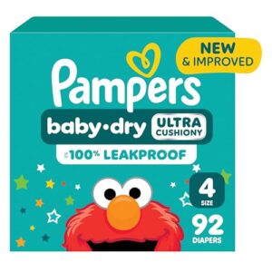 AUCT 18946 - Pampers Diapers - Baby Dry - Size 4, 92 Count, Absorbent Disposable Infant Diaper (Packagi
