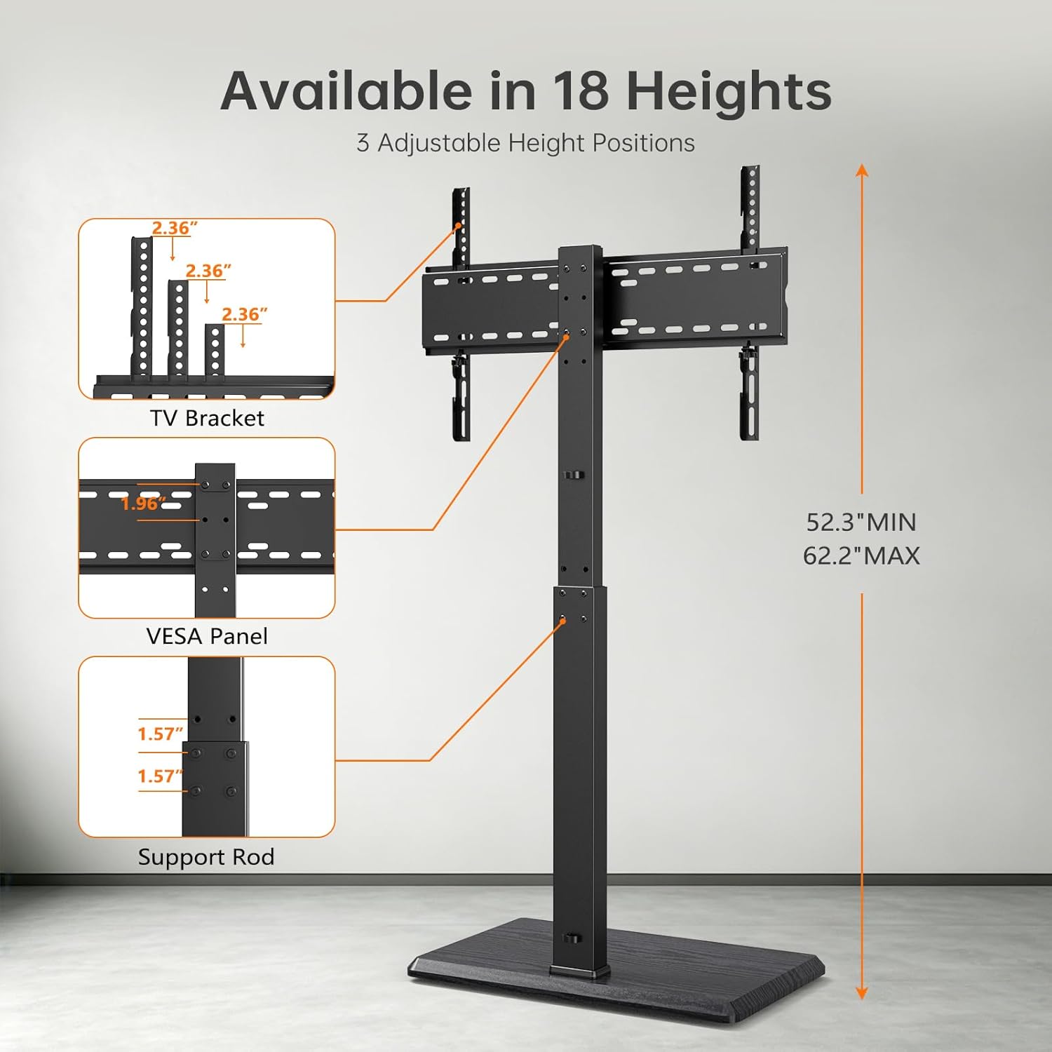 AUCT 18478 - $57 Universal Floor TV Stand for 32-75 Inch TVs up to 110 lbs | 30 Swivel | Height Adjus - Image 4
