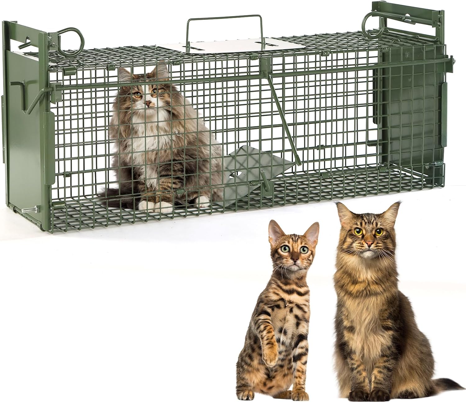 AUCT 17793 - $80 Timaze 40" Large Double-Door Live Animal Traps Cage | Foldable Animal Trap with Pedal