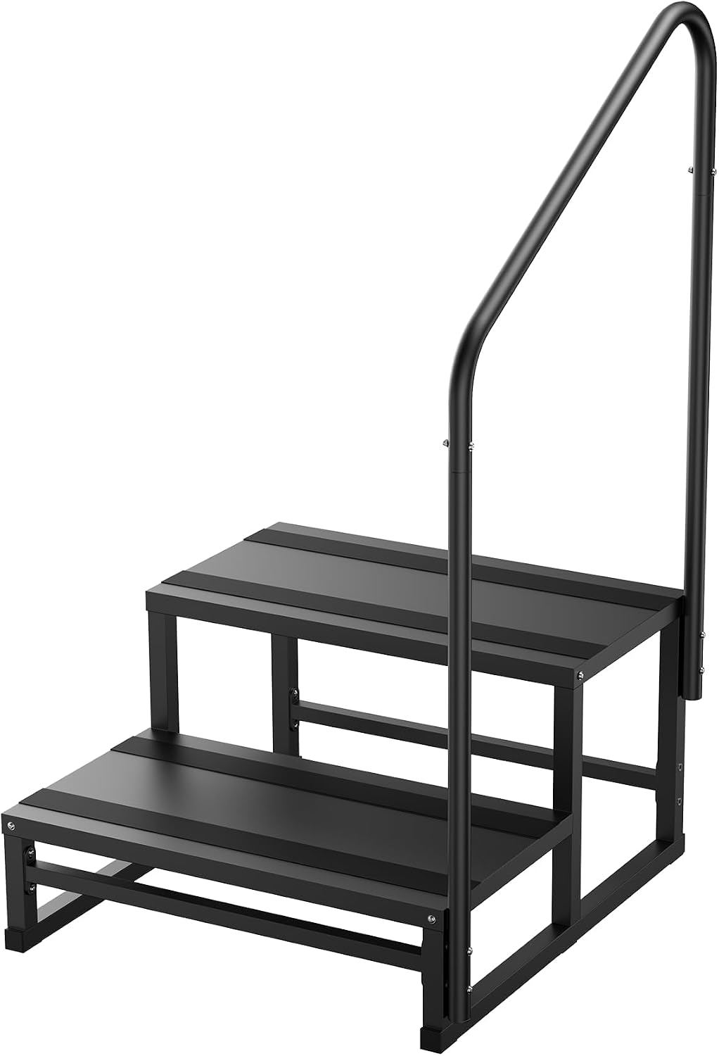 AUCT 17809 - $90 RV Steps with Handrail, 2 Steps RV Stairs with Wide Platform | Anti-Slip Tape, 1 Handr