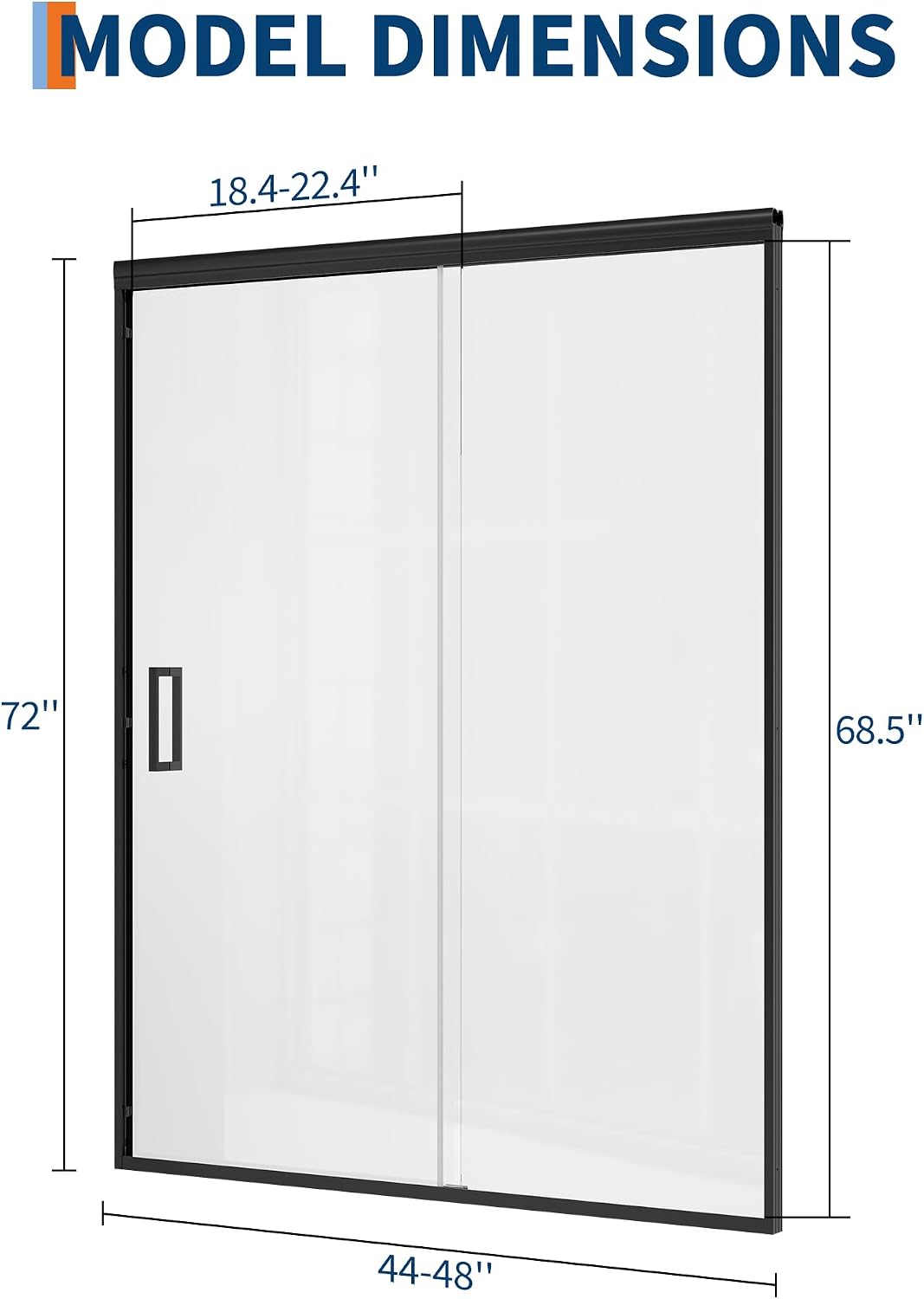 AUCT 17974 - $1948 Sliding Shower Door, 44"-48" w x 72" h Semi-Frameless Bypass Bathroom Door with 1/4" - Image 3