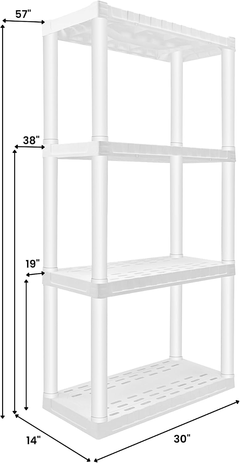 AUCT 19622 - $56 Oskar Heavy Duty Plastic Storage Shelves- for Garage, Kitchen, Bathroom Basement, Kids - Image 3
