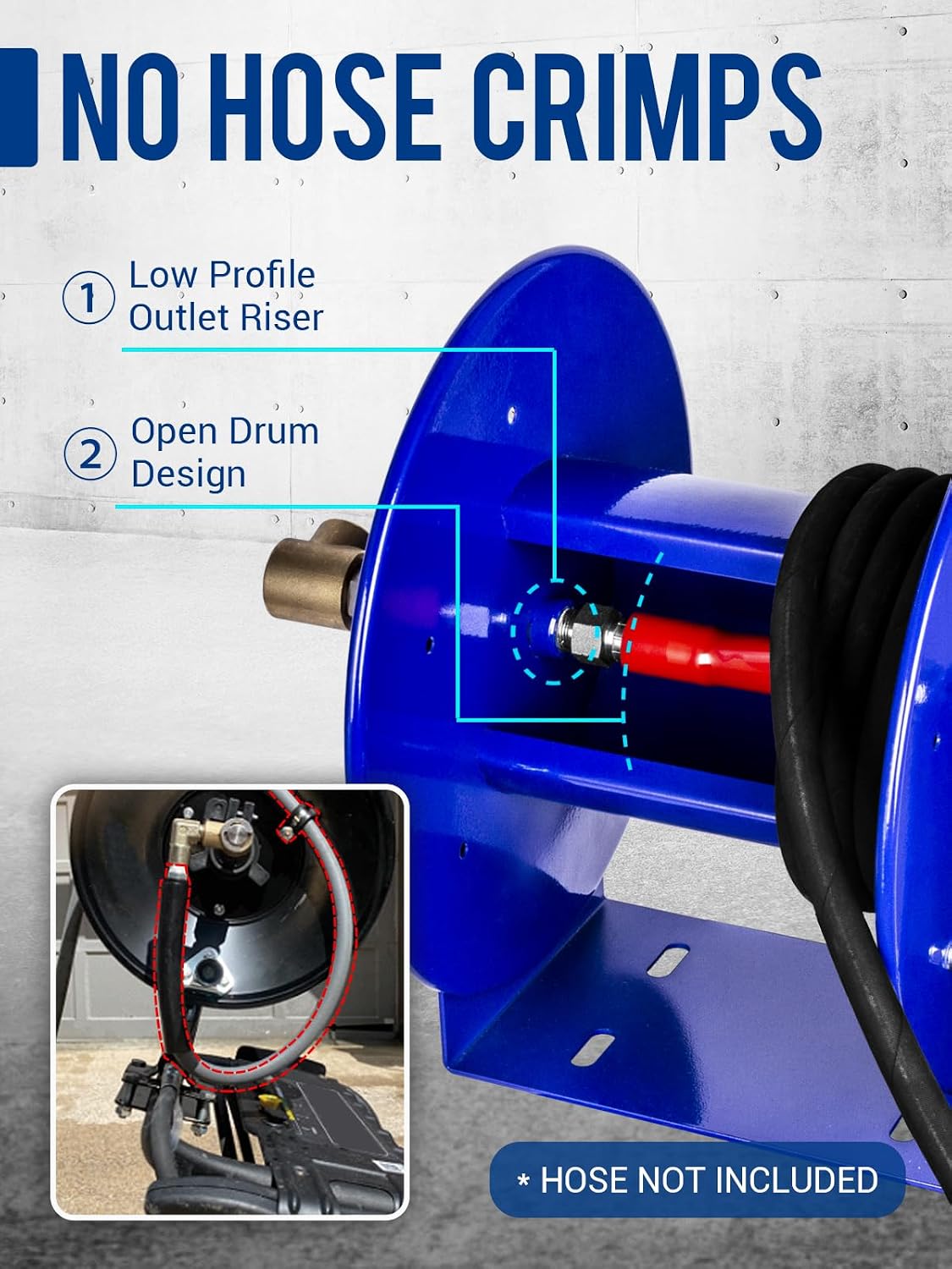 AUCT 18380 - $200 Pressure Washer Hose Reel 150FTx3/8", 300FTx1/4" Manual Power Washer Hose Reel with M - Image 3
