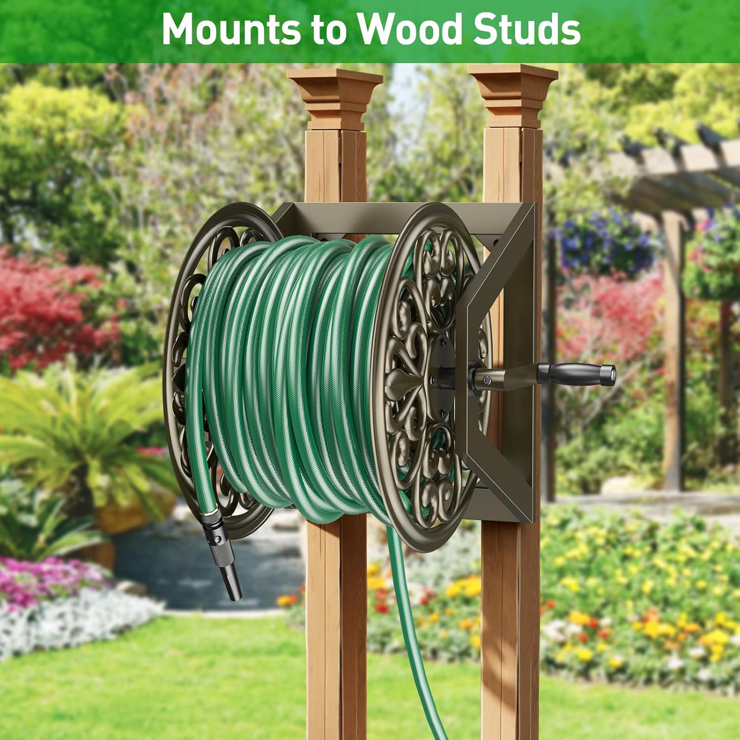 AUCT 19234 - $140 GOFORWILD Wall/Floor Mount Hose Reel, Holds 200-Feet of 5/8-Inch Hose - Image 2